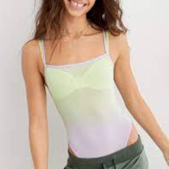 Aerie Smoothez Mesh Bodysuit in Violet Flurry - NWT's - Picture 1 of 12